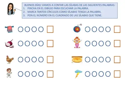 Cuenta y ordena sílabas -ll- -y-