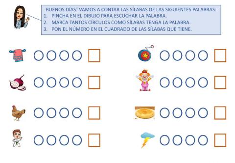 Cuenta y ordena sílabas -ll- -y-