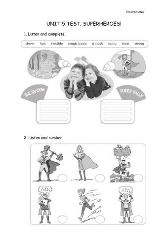 UNIT 5 TEST. SUPERHEROES!