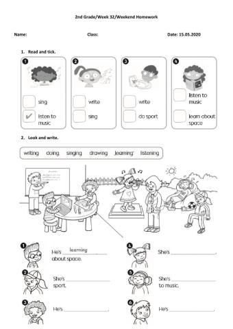 2nd grade week 32 weekend homework