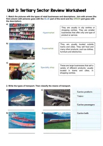 Unit 3: Tertiary Sector Review Worksheet