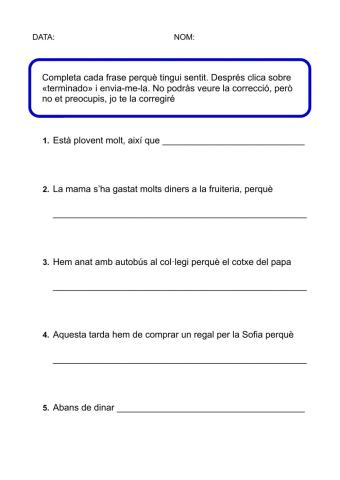 Completar frases fent inferències