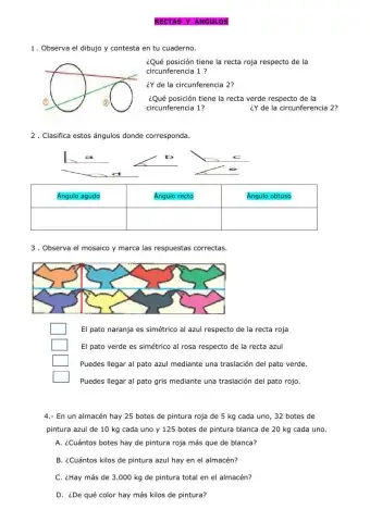 Matemáticas rectas, ángulos, simetría y translación