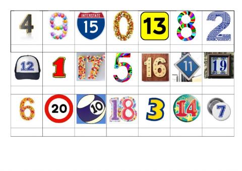 Les nombres de 1 à 20