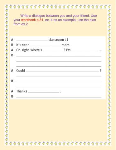 Writing a dialogue. grade 5