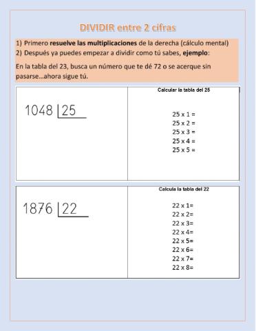 Dividir entre 2 cifras