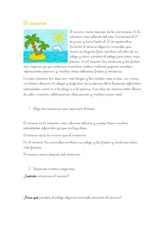 Texto informativo: El verano