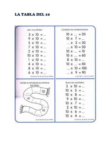 La tabla del 10