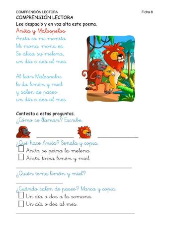 Lectoescritura-Ficha 8-Comprensión lectora