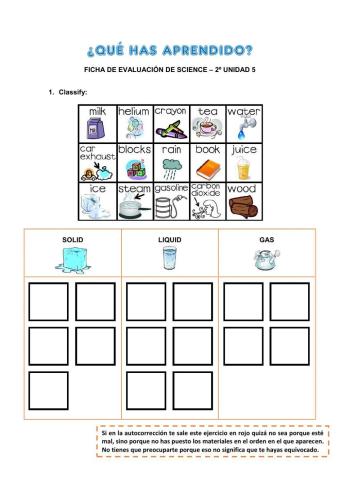 U5 - Science - Ficha de evaluación