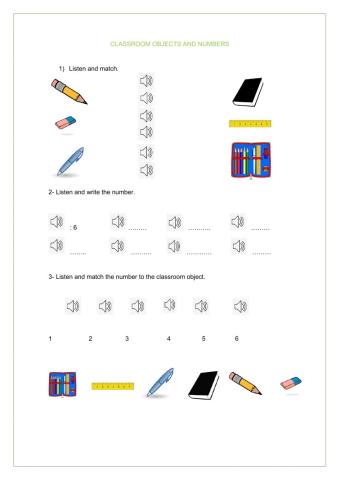 Classroom objects and number