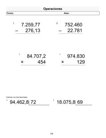 Operaciones con decimales 156