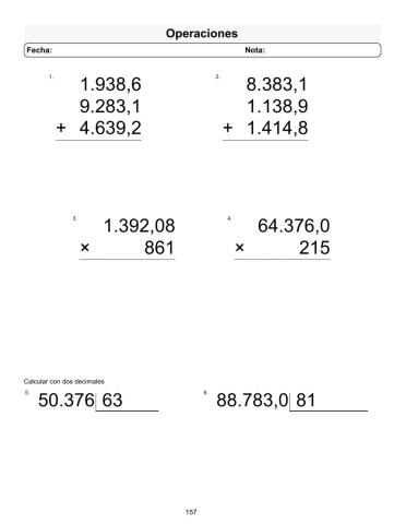 Operaciones con decimales 157