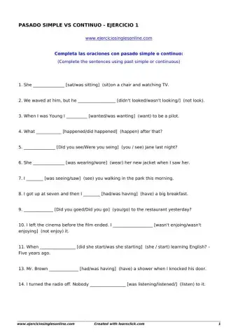 Past Simple - Past Continuous 2