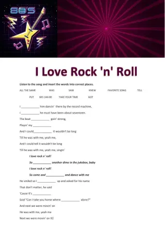 Song I Love Rock'n'Roll