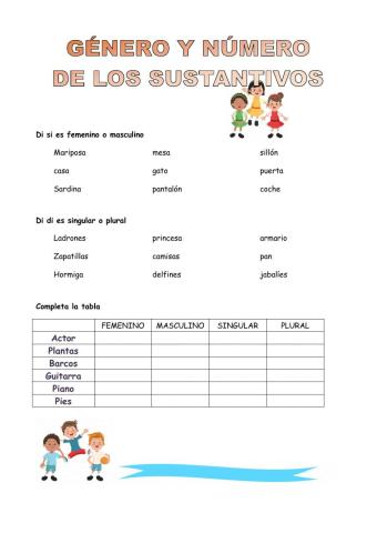 Género y número de los sustantivos