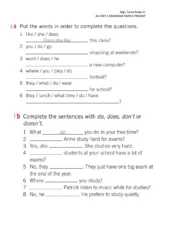 Simple present questions