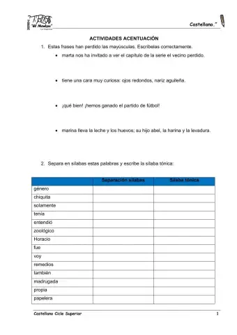 Sílabas y acentuación