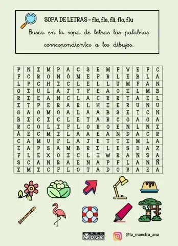 Sopa de letras fla, fle, fli, flo, flu
