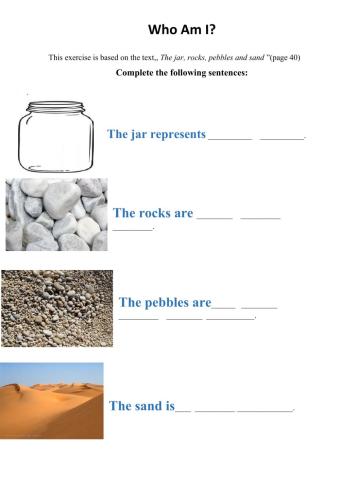 Story,,The jar,rocks,pebbles and sand-