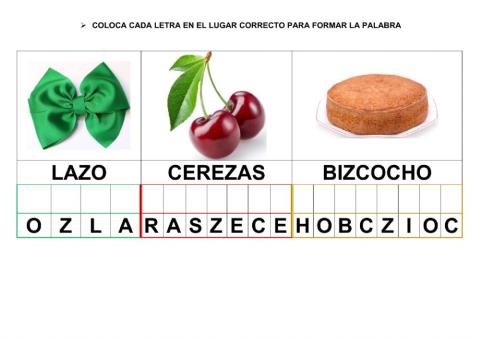 Escribir palabras con z