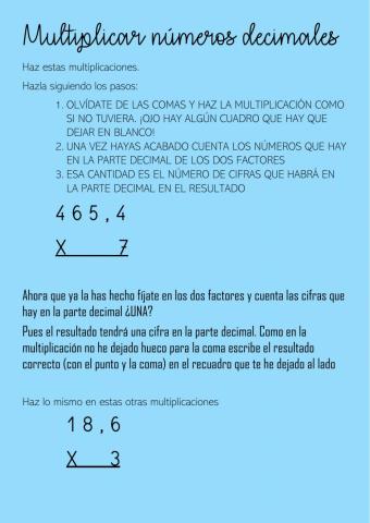 Multiplicaciones números decimales