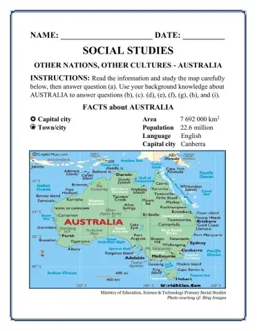 Australia Worksheet