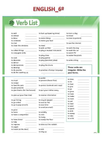 English Verbs List-6º-E.P.