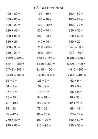 Cálculo mental 1