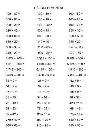 Cálculo mental 1