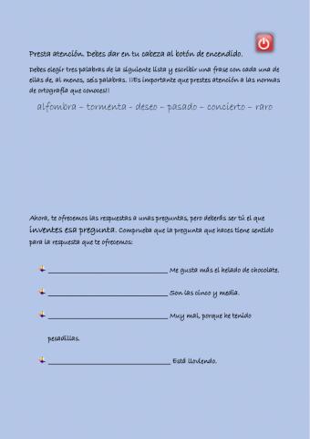 Crea oraciones y elabora preguntas