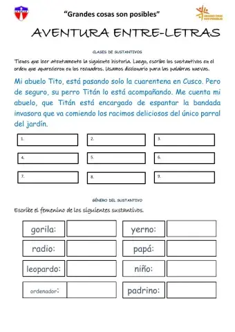 ¿Qué sabes del sustantivo?