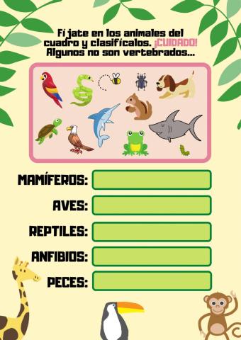 Los animales vertebrados y su alimentación