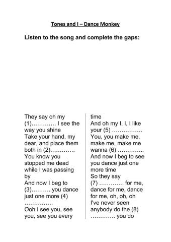 Dance Monkey Lyrics