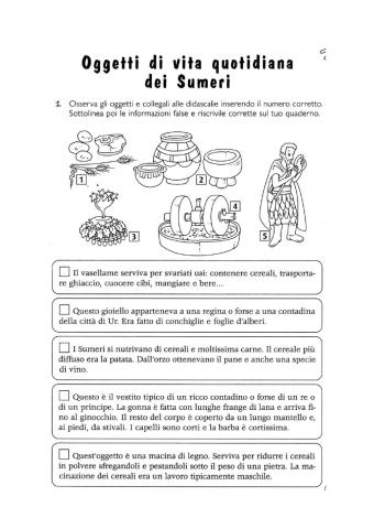 Sumeri - oggetti vita quotidiana