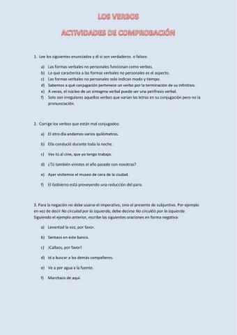 Verbos-Actividades de comprobación