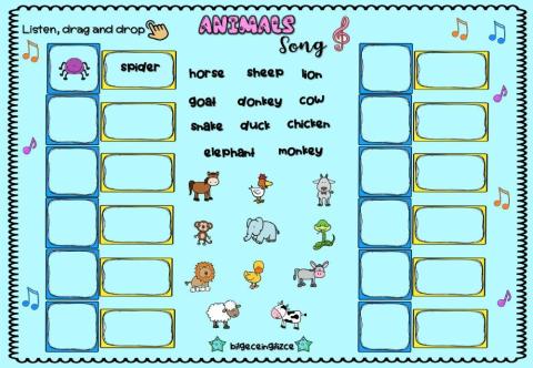 Animals Song (Sound effects)(Drag drop)