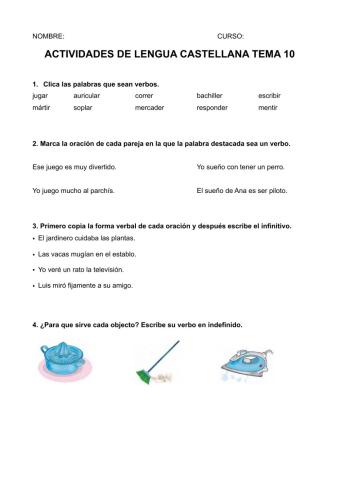 Actividades castellano T10