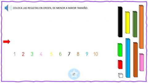 Ordena las regletas de menor a mayor tamaño