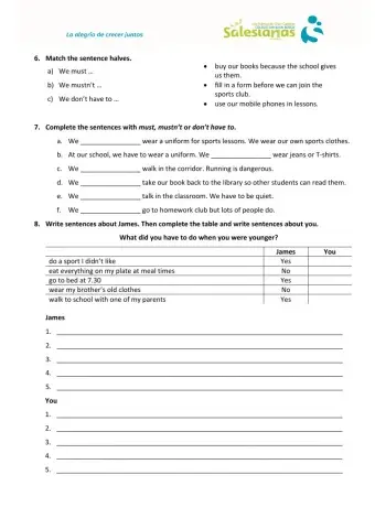 Must, mustn't, have to and don't have to