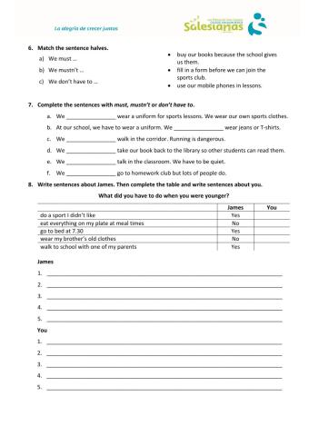 Must, mustn't, have to and don't have to