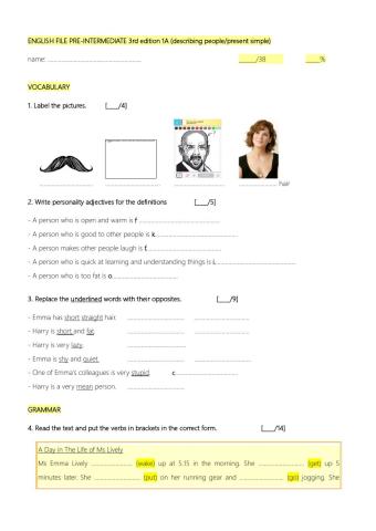 Present Simple and describing people quiz