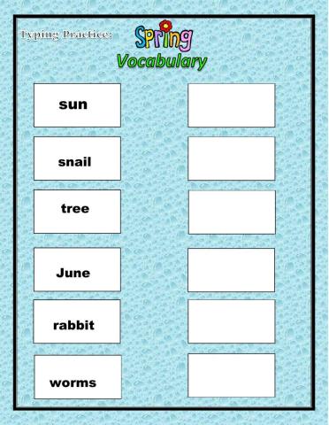 Spring Vocabulary Typing Practice Part 2