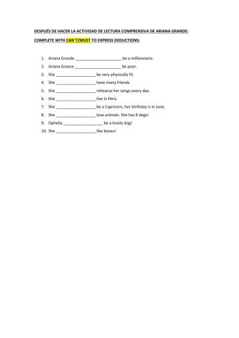 Deductions about Ariana Grande