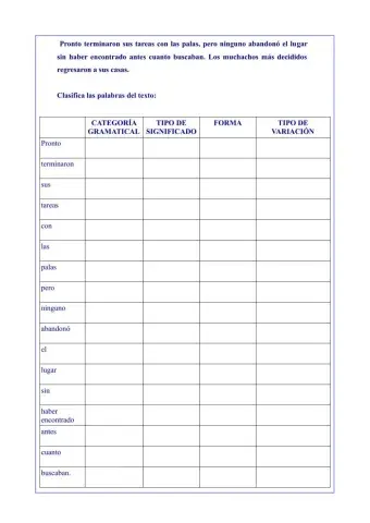 Clasificación de categorías gramaticales