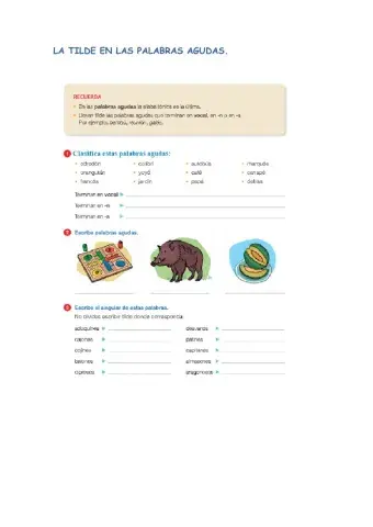 La tilde en palabras agudas