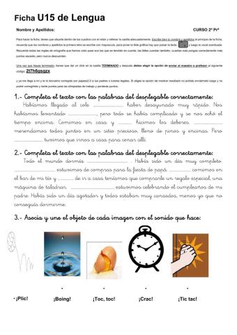 Adverbios de tiempo,onomatopeyas, pronombres interrogativos y