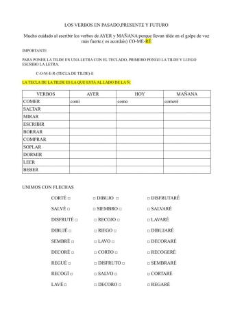 Verbos en pasado,presente y futuro