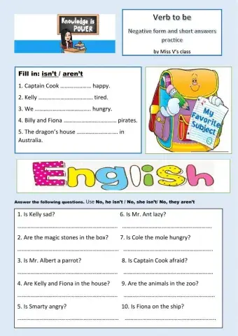 Verb to be Practice - Negative form and short answers.