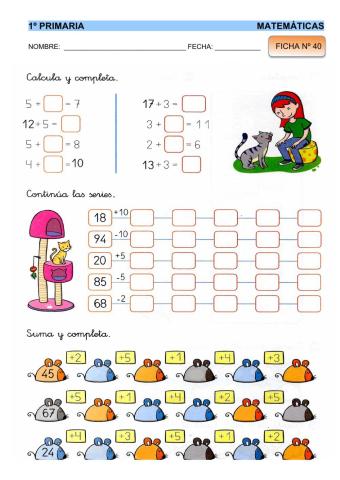 Matemáticas 1º - Ficha 40